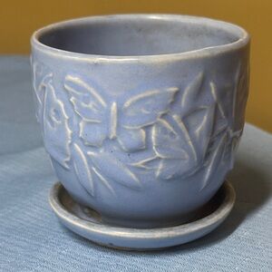 NELSON McCOY 3.5” Blue Butterfly Flower Pot Planter with Saucer